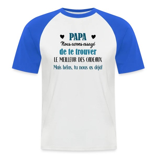 Papa, le Meilleur des Cadeaux (avec vos prénoms) sur T-shirt baseball manches courtes Homme