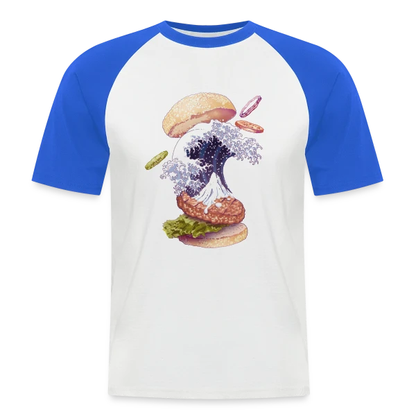 La Vague Gourmande de Kanagawa sur T-shirt baseball manches courtes Homme
