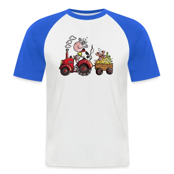 La Vache au Volant, le Cochon à Bord - T-shirt Agricole Fun sur T-shirt baseball manches courtes Homme