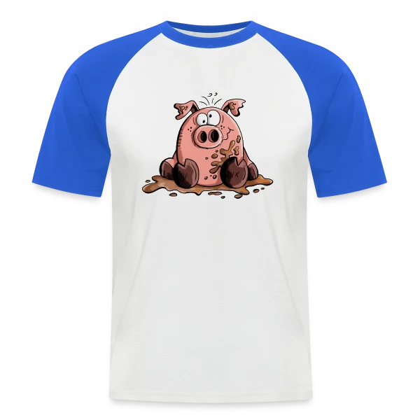 Cochon dans la boue - Animal de la ferme sur T-shirt baseball manches courtes Homme