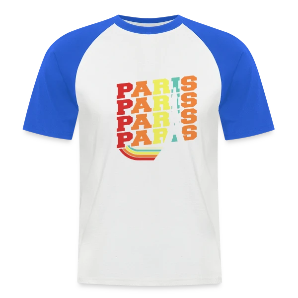 Paris Rétro Ondulé sur T-shirt baseball manches courtes Homme