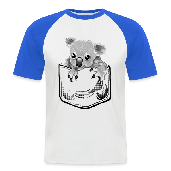 Koala Stylé à la Pochette sur T-shirt baseball manches courtes Homme