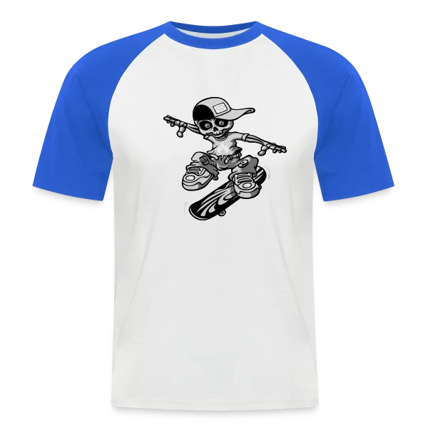 Squelette Skateur : Le Rider de l'Au-delà sur T-shirt baseball manches courtes Homme