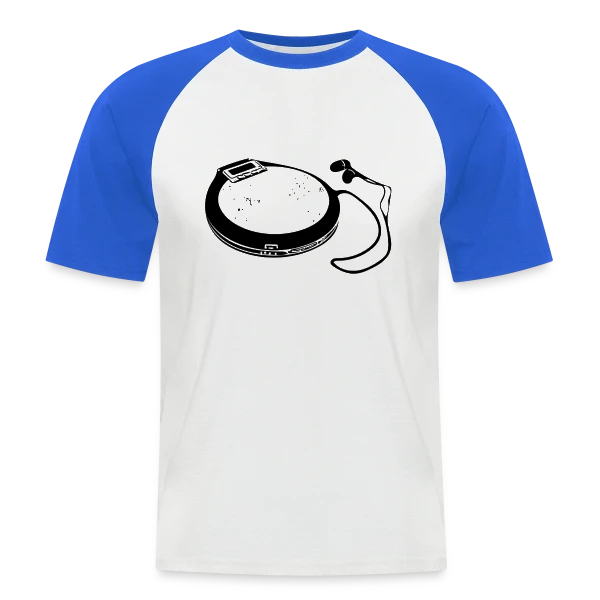 Discman Rétro Audio sur T-shirt baseball manches courtes Homme