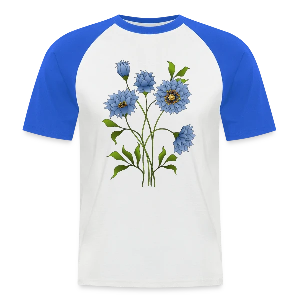 Éclat Floral Bleu sur T-shirt baseball manches courtes Homme