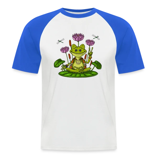 Grenouille Zen Hippie sur T-shirt baseball manches courtes Homme