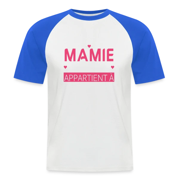 Cette Mamie Géniale Appartient à... - Cadeau Personnalisé sur T-shirt baseball manches courtes Homme