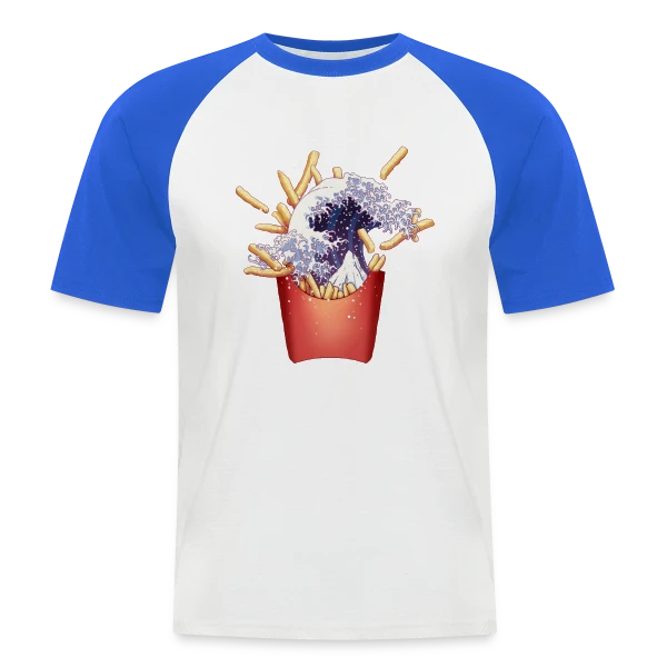La Grande Vague de Kanagawa et Frites sur T-shirt baseball manches courtes Homme