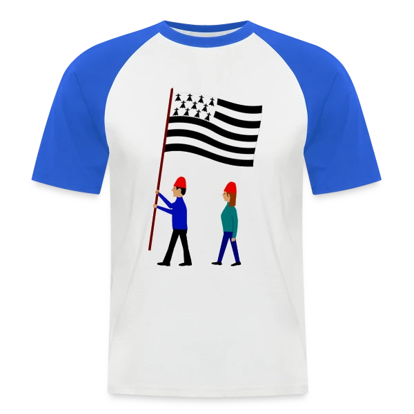 Fierté Bretonne en Drapeaux sur T-shirt baseball manches courtes Homme