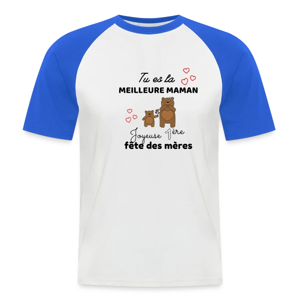 Bébé Ma Première Fête des Mères : Meilleure Maman Ours sur T-shirt baseball manches courtes Homme