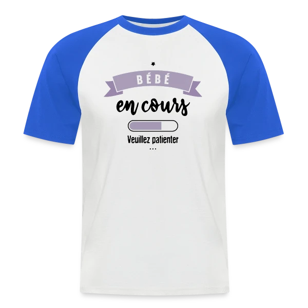 Bébé en Cours : Annonce Humoristique & Originale sur T-shirt baseball manches courtes Homme