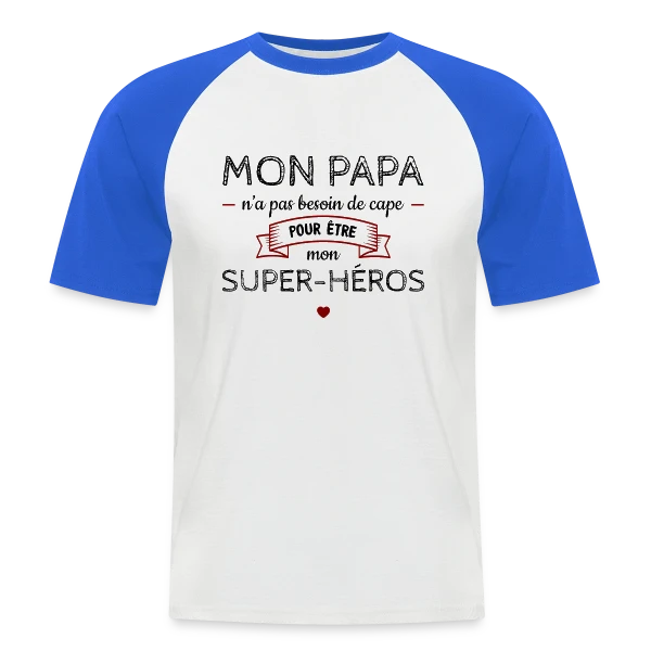 Mon Papa, Mon Super-Héros Sans Cape sur T-shirt baseball manches courtes Homme