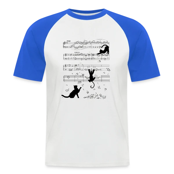 Chats Musiciens Partitions sur T-shirt baseball manches courtes Homme