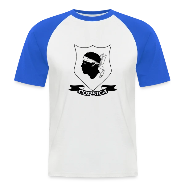 Blason Tête de Maure Corse sur T-shirt baseball manches courtes Homme