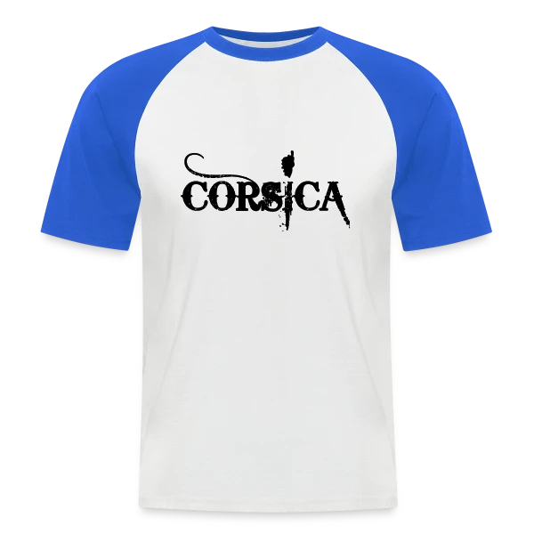 Corsica Carte Grunge sur T-shirt baseball manches courtes Homme