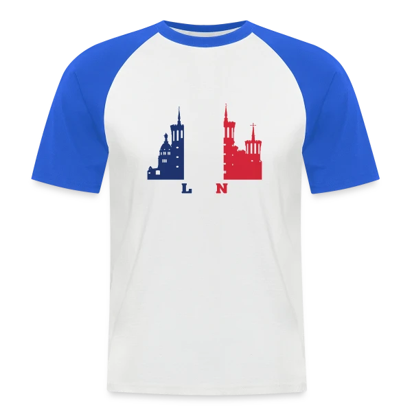 Lyon Monuments Drapeau sur T-shirt baseball manches courtes Homme
