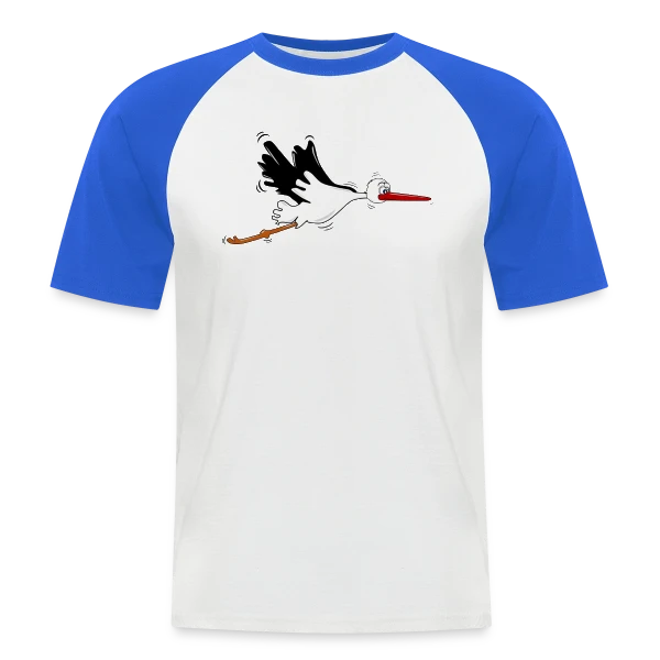 Cigogne d'Alsace Animal Emblématique sur T-shirt baseball manches courtes Homme