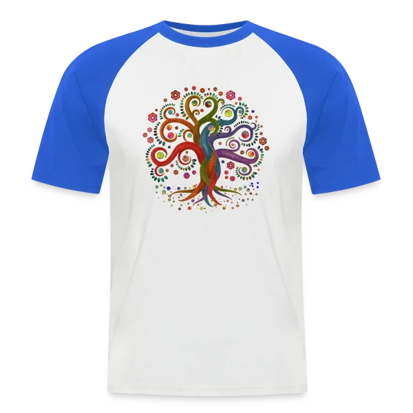 Arbre de Vie Yggdrasil Aquarelle sur T-shirt baseball manches courtes Homme