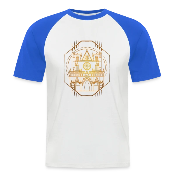 Cathédrale Lyon Géométrique sur T-shirt baseball manches courtes Homme