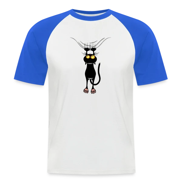 Chat Griffeur Amusant sur T-shirt baseball manches courtes Homme