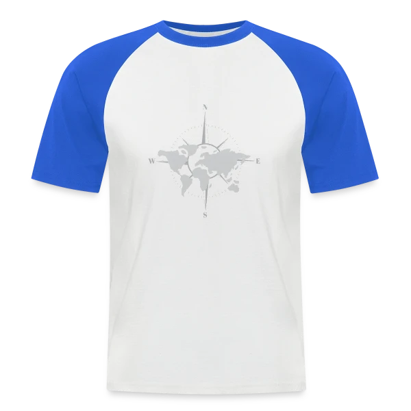 Carte du Monde Boussole sur T-shirt baseball manches courtes Homme