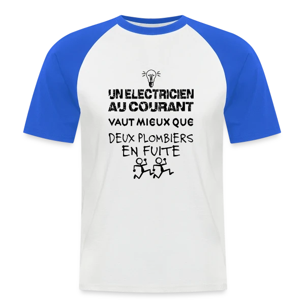 Électricien au Courant | T-Shirt Humour Pro du Câble sur T-shirt baseball manches courtes Homme