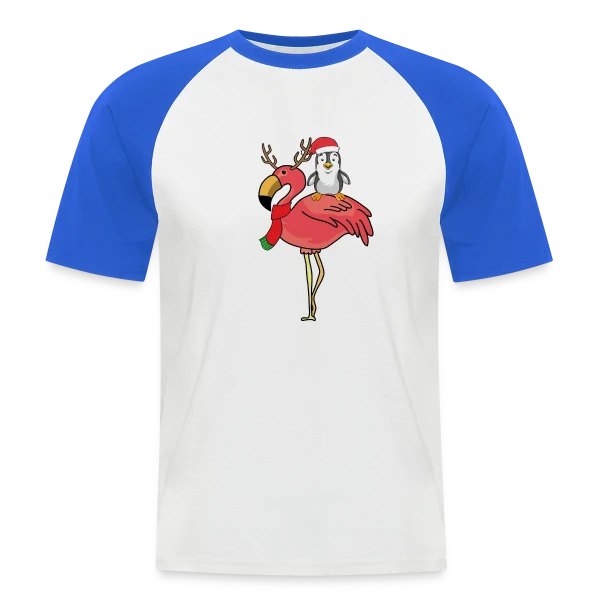 Flamant Rose Noël Renne sur T-shirt baseball manches courtes Homme