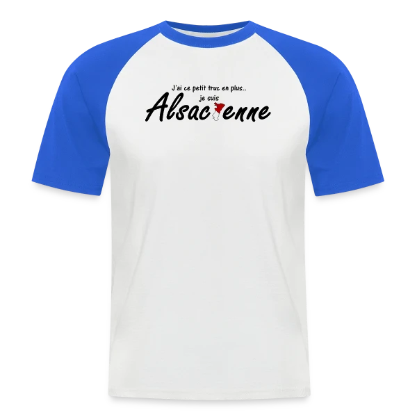 Je suis Alsacienne Humour sur T-shirt baseball manches courtes Homme
