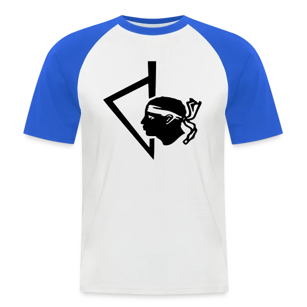 Tête de Maure Corse Classique sur T-shirt baseball manches courtes Homme