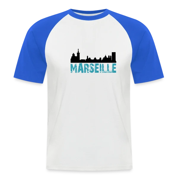 Skyline Marseille Urbaine sur T-shirt baseball manches courtes Homme