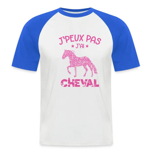 J'peux Pas J'ai Cheval Rose sur T-shirt baseball manches courtes Homme