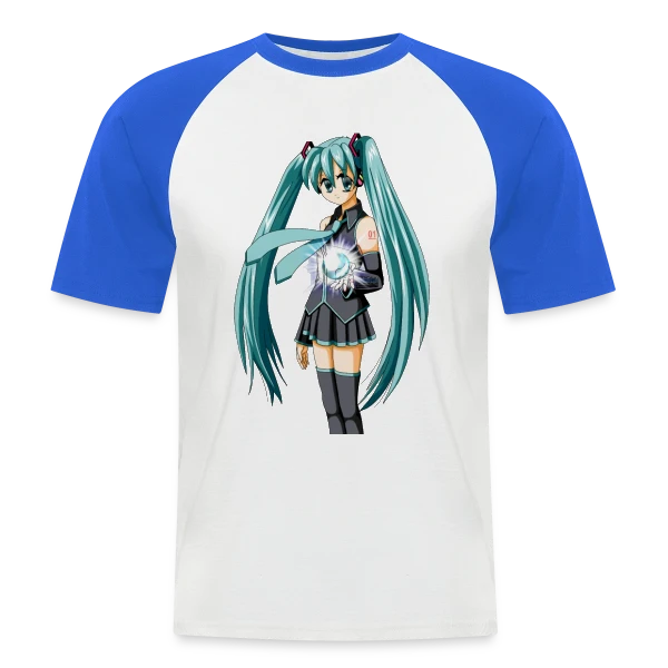 Miku Manga : Jolie Fille Style Anime Kawaii sur T-shirt baseball manches courtes Homme