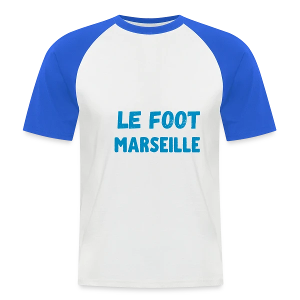 J'aime Foot Marseille sur T-shirt baseball manches courtes Homme