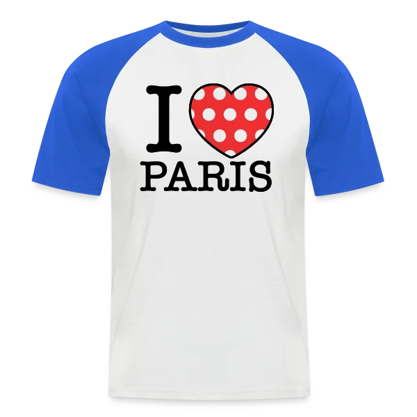 J'aime Paris Pois sur T-shirt baseball manches courtes Homme
