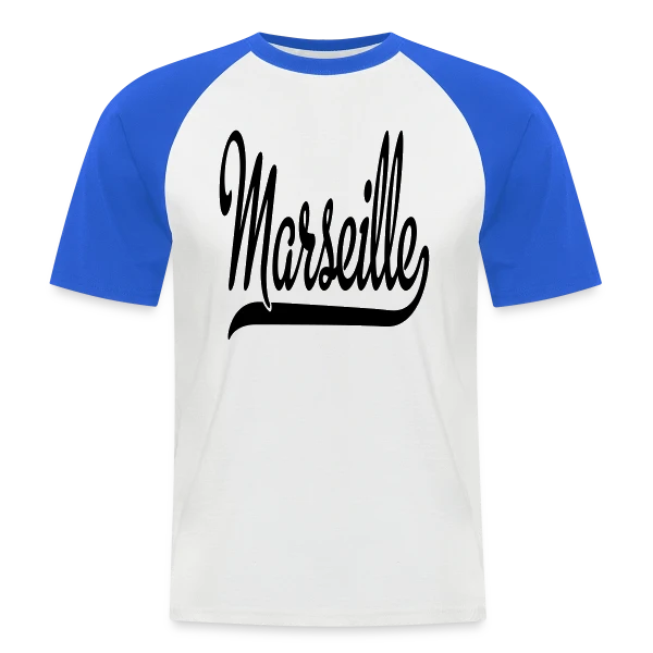 Marseille Calligraphie Élégante sur T-shirt baseball manches courtes Homme