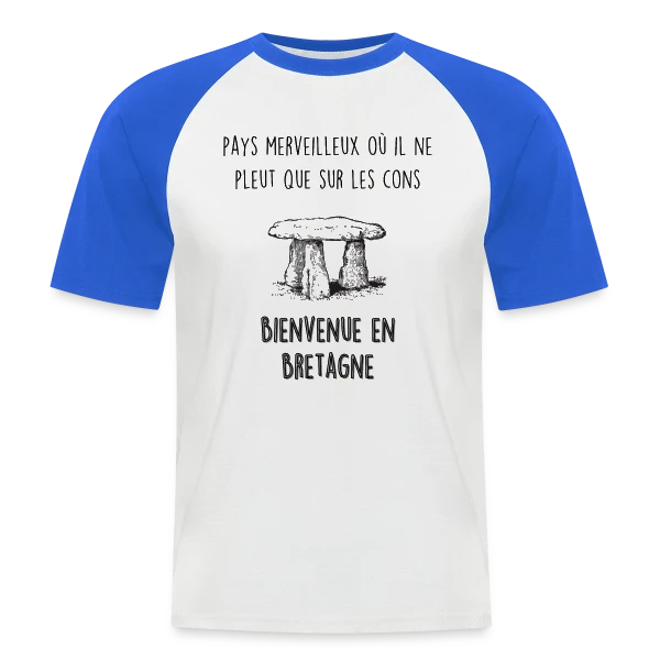 Bretagne Dolmen Humour sur T-shirt baseball manches courtes Homme