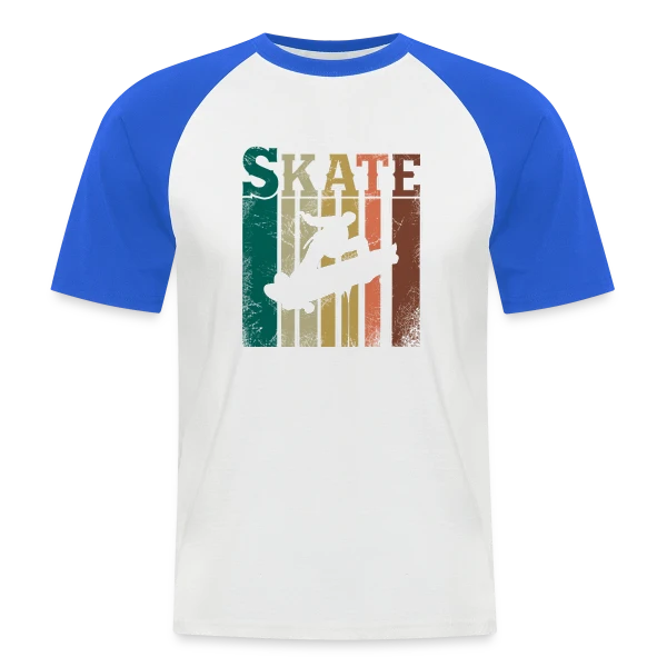 Skate Esprit Rétro Vintage sur T-shirt baseball manches courtes Homme