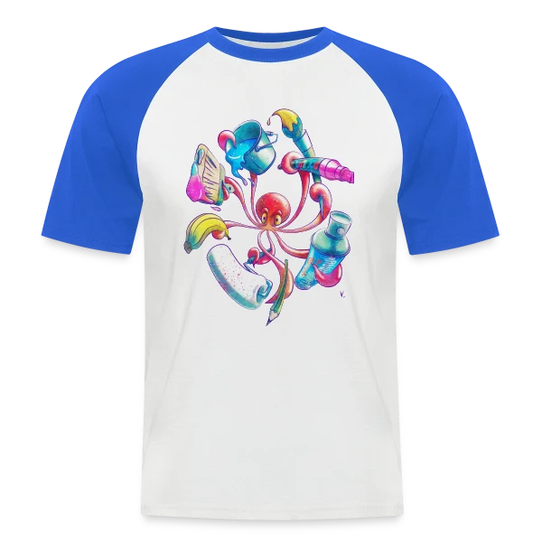 Pulpograffer : Poulpe Artiste Urbain sur T-shirt baseball manches courtes Homme