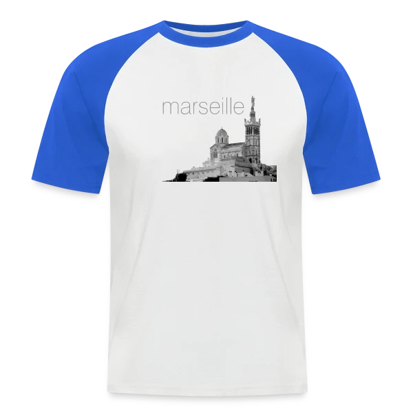 Notre-Dame de la Garde Marseille sur T-shirt baseball manches courtes Homme