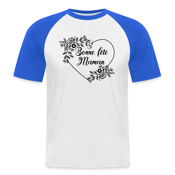 Bonne Fête Maman : Cœur Fleuri Éternel sur T-shirt baseball manches courtes Homme