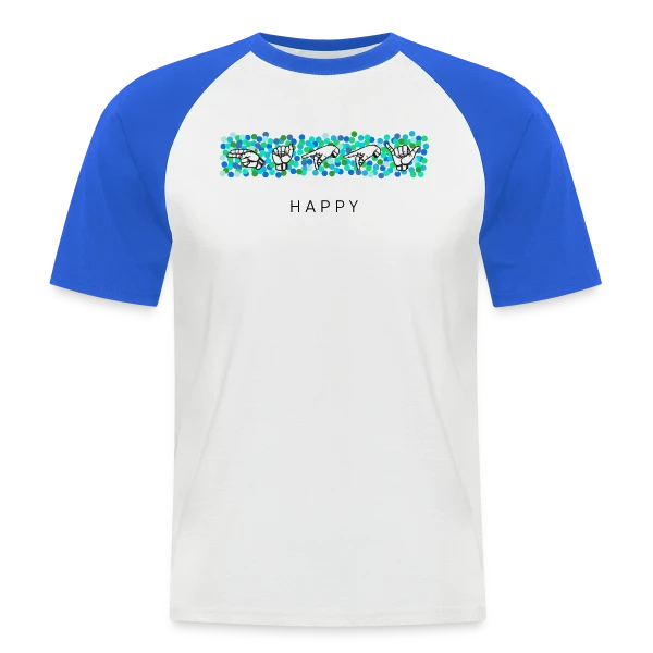 Bonheur en Langue des Signes sur T-shirt baseball manches courtes Homme