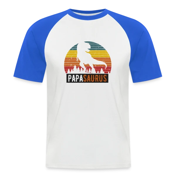 'PapaSaurus Rex' - Humour Dinosaure Rétro pour Papa sur T-shirt baseball manches courtes Homme