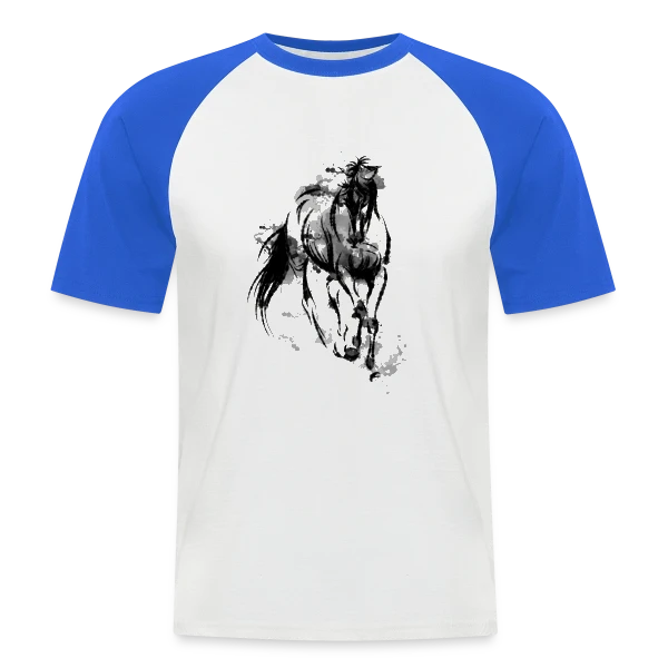 Cheval Galop Aquarelle sur T-shirt baseball manches courtes Homme