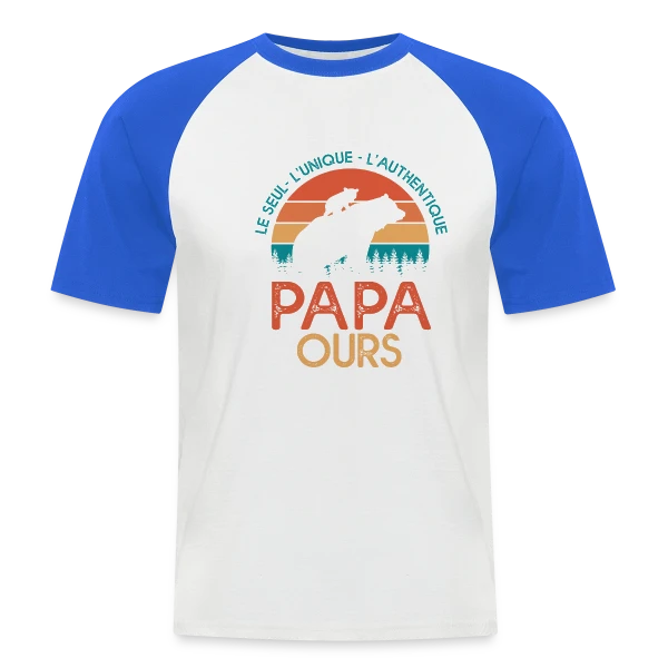 Papa Ours - Le Cadeau Original pour la Fête des Pères sur T-shirt baseball manches courtes Homme