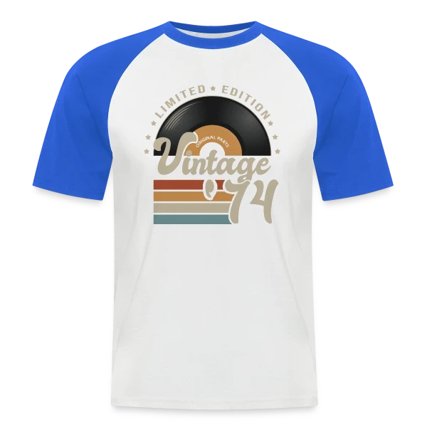 Vinyle Vintage 1974 – Anniversaire 49 ans sur T-shirt baseball manches courtes Homme
