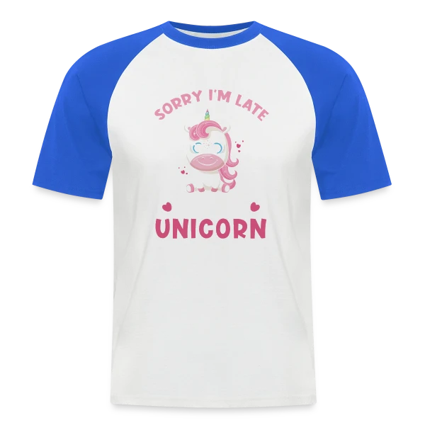 Licorne Mignonne en Retard sur T-shirt baseball manches courtes Homme