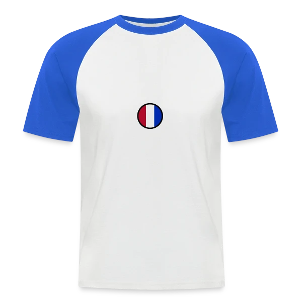 Drapeau Français Rond sur T-shirt baseball manches courtes Homme