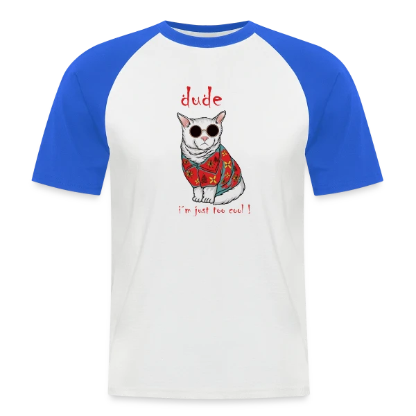 Chat Cool Hawaïen sur T-shirt baseball manches courtes Homme