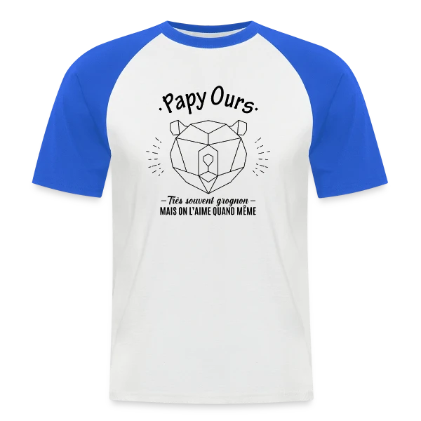 Papy Ours Grognon, Adoré Malgré Tout sur T-shirt baseball manches courtes Homme