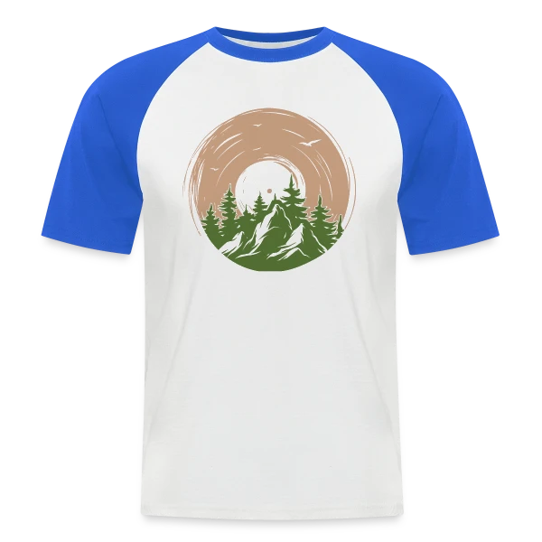 Vinyle Nature Aventure Montagne sur T-shirt baseball manches courtes Homme